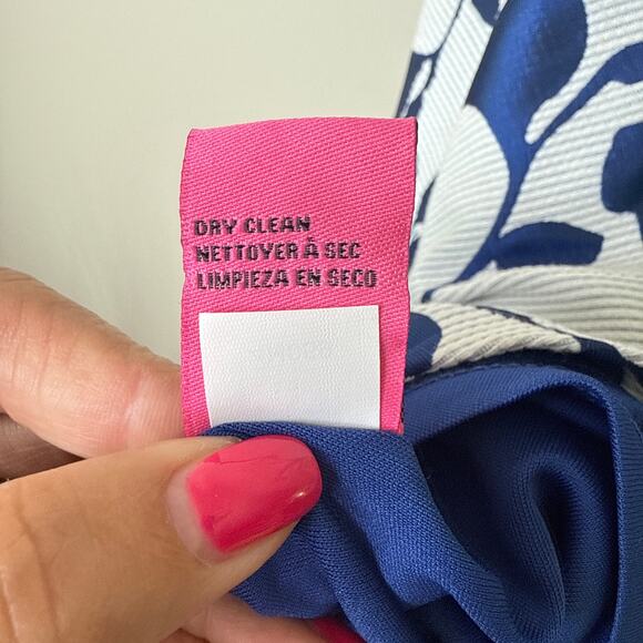 Betsey Johnson Floral Jacquard Dress Size 8 White Blue‎ Metallic Flower Print - Picture 9 of 9